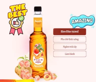 Siro Đào Aumis pha chế trà trái cây, soda đậm đà chai 750ml.