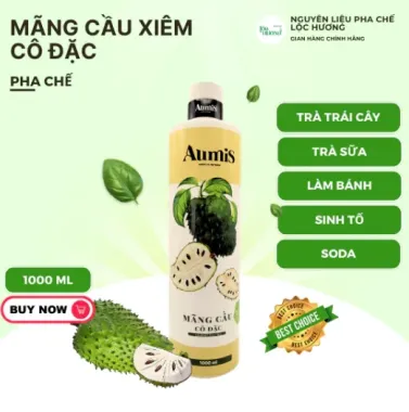 Aumis Combo Mãng Cầu Cô Đặc, pha chế trà trái cây, trà sữa, sinh tố, thơm ngon độc đáo, chai 1000ml.