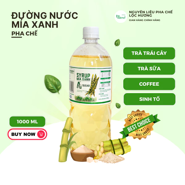 Aumis Combo Đường Nước Mía Xanh chuyên dụng cho pha chế trà trái cây, trà sữa Chai 1 lít tiện dụng